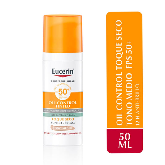 EUCERIN Protector Solar Facial Toque Seco Tono Medio FPS50 x 50ml